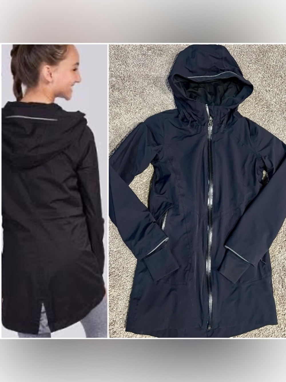 Ivivva Rain On Game On Black Hooded Lightweight Jacket with Sparkle Size 7